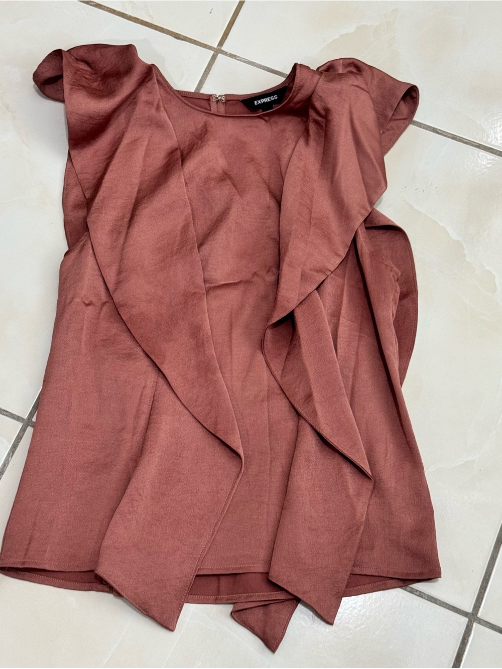Express Rust Ruffle Sleeve Blouse - Picture 5 of 8